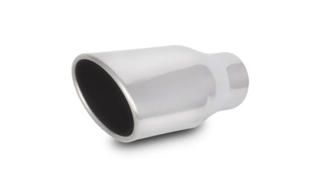 Vibrant 4.5in x 3in Oval SS Exhaust Tip (Single Wall Angle Cut Rolled Edge) Vibrant Tips  AXOPROS