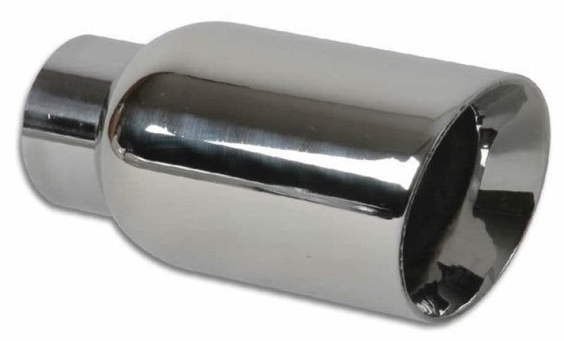 Vibrant 4in OD Round SS Exhaust Tip (Double Wall Angle Cut Beveled Outlet) 3in. ID Inlet Vibrant Tips  AXOPROS
