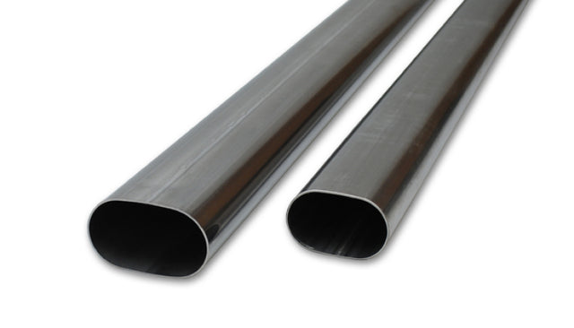Vibrant 4in Oval (Nominal Size) T304 SS Straight Tubing (16 ga) - 5 foot length Vibrant Steel Tubing  AXOPROS