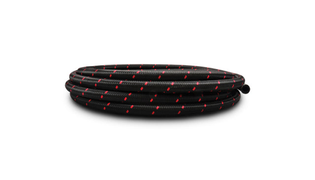 Vibrant -6 AN Two-Tone Black/Red Nylon Braided Flex Hose E85 Friendly (20ft Roll) Vibrant Hoses  AXOPROS