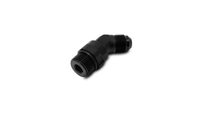 Vibrant -6AN Male Flare to Male -8AN ORB Swivel 45 Degree Adapter Fitting - Anodized Black Vibrant Fittings  AXOPROS