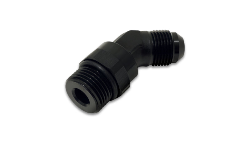 Vibrant -6AN Male Flare to Male -8AN ORB Swivel 45 Degree Adapter Fitting - Anodized Black Vibrant Fittings  AXOPROS