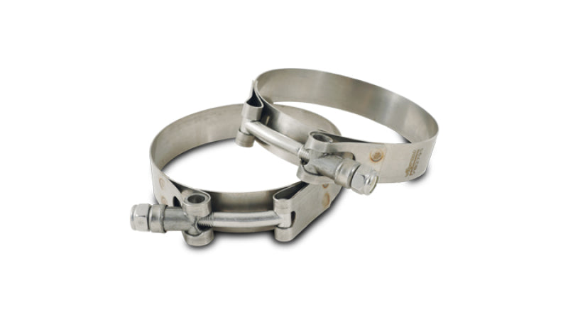 Vibrant SS T-Bolt Clamps Pack of 2 Size Range: 3.38in to 3.62in Vibrant Clamps  AXOPROS