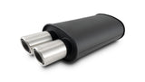 Vibrant STREETPOWER Blk Oval Muffler w/Dual Center Tip 3in Inlet ID 3in Tip OD 9in x 5in x 15in Vibrant Muffler  AXOPROS