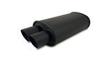 Vibrant StreetPower FLAT BLACK Oval Muffler with Dual 3in Outlet - 3in inlet I.D. Vibrant Muffler  AXOPROS