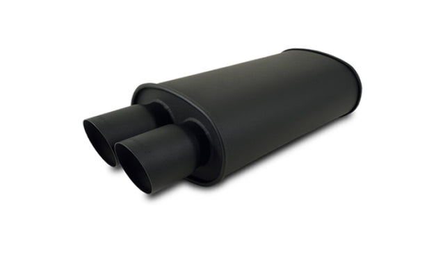 Vibrant StreetPower FLAT BLACK Oval Muffler with Dual 3in Outlet - 3in inlet I.D. Vibrant Muffler  AXOPROS