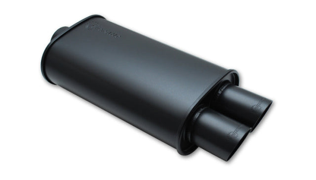 Vibrant StreetPower FLAT BLACK Oval Muffler with Dual 3in Outlets - 2.5in inlet I.D. Vibrant Muffler  AXOPROS