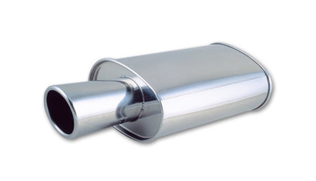 Vibrant StreetPower Oval Muffler with 4in Round Tip Angle Cut Rolled Edge - 2.5in inlet I.D. Vibrant Muffler  AXOPROS