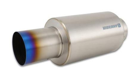 Vibrant Titanium Muffler w/Straight Cut Burnt Tip 4in Inlet / 4in Outlet Vibrant Muffler  AXOPROS