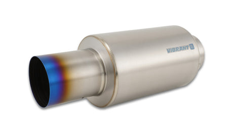 Vibrant Titanium Muffler w/Straight Cut Burnt Tip 4in Inlet / 4in Outlet Vibrant Muffler  AXOPROS