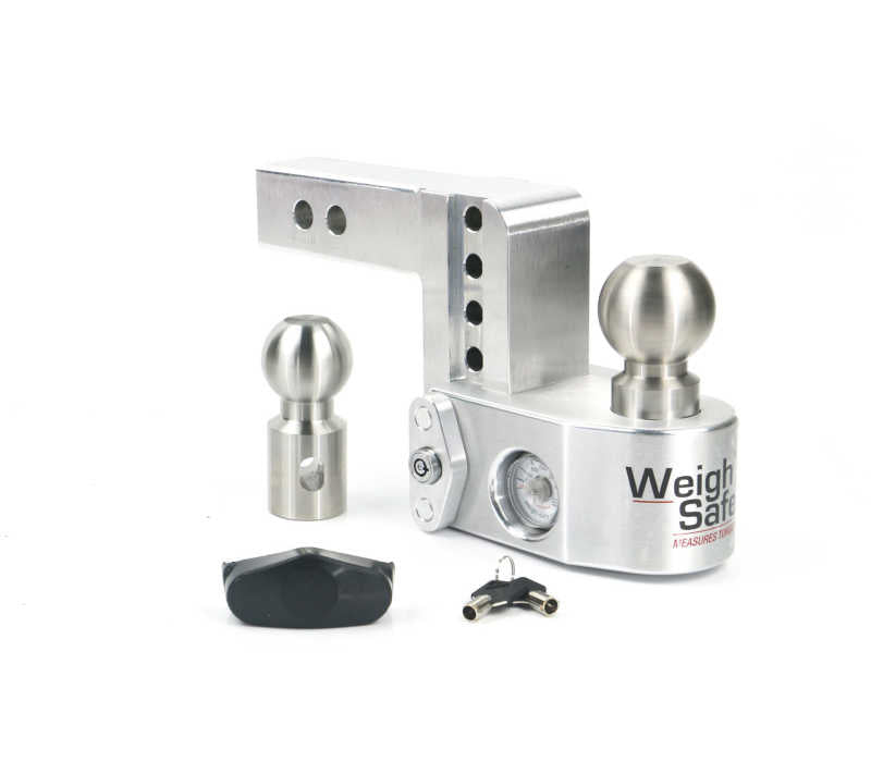 Weigh Safe 4in Drop Hitch w/Built-In Scale & 2in Shank (10K/12.5K GTWR) - Aluminum Weigh Safe Hitch Ball Mounts  AXOPROS