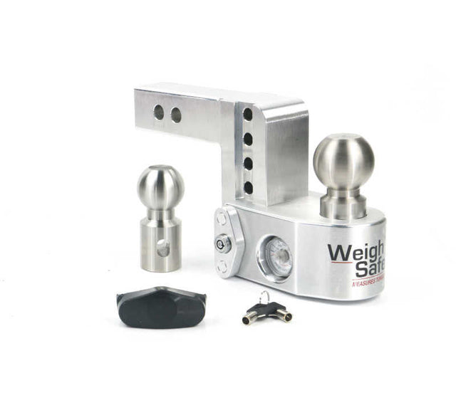 Weigh Safe 4in Drop Hitch w/Built-In Scale & 2in Shank (10K/12.5K GTWR) - Aluminum Weigh Safe Hitch Ball Mounts  AXOPROS