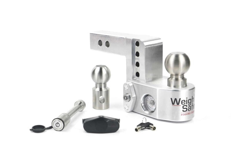Weigh Safe 4in Drop Hitch w/Built-in Scale & 2in Shank (10K/12.5K GTWR) w/WS05 - Aluminum Weigh Safe Hitch Ball Mounts  AXOPROS