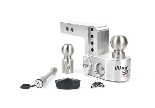Weigh Safe 4in Drop Hitch w/Built-in Scale & 2in Shank (10K/12.5K GTWR) w/WS05 - Aluminum Weigh Safe Hitch Ball Mounts  AXOPROS
