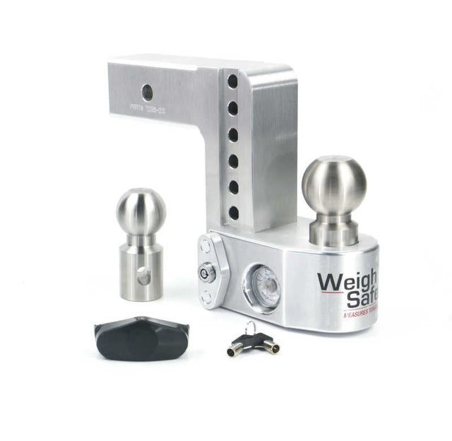 Weigh Safe 6in Drop Hitch w/Built-in Scale & 2.5in Shank (10K/18.5K GTWR) - Aluminum Weigh Safe Hitch Ball Mounts  AXOPROS