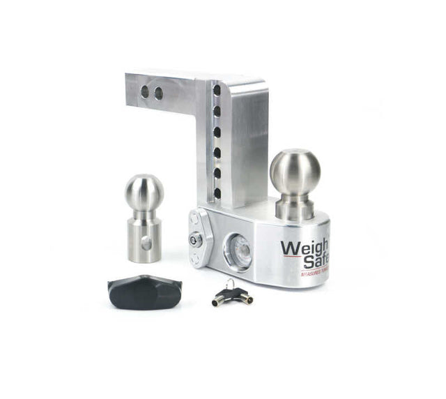 Weigh Safe 6in Drop Hitch w/Built-in Scale & 2in Shank (10K/12.5K GTWR) - Aluminum Weigh Safe Hitch Ball Mounts  AXOPROS