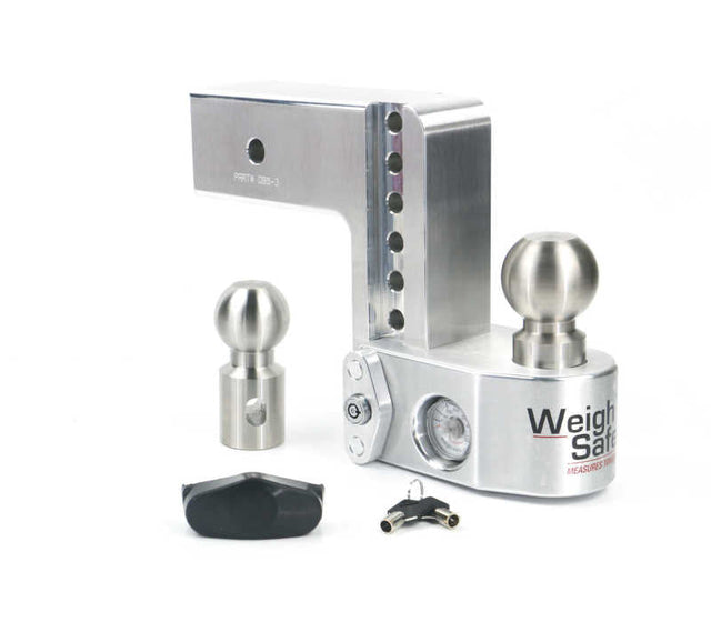 Weigh Safe 6in Drop Hitch w/Built-in Scale & 3in Shank (10K/21K GTWR) - Aluminum Weigh Safe Hitch Ball Mounts  AXOPROS