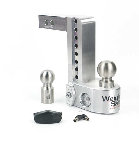Weigh Safe 8in Drop Hitch w/Built-in Scale & 2in Shank (10K/12.5K GTWR) - Aluminum Weigh Safe Hitch Ball Mounts  AXOPROS