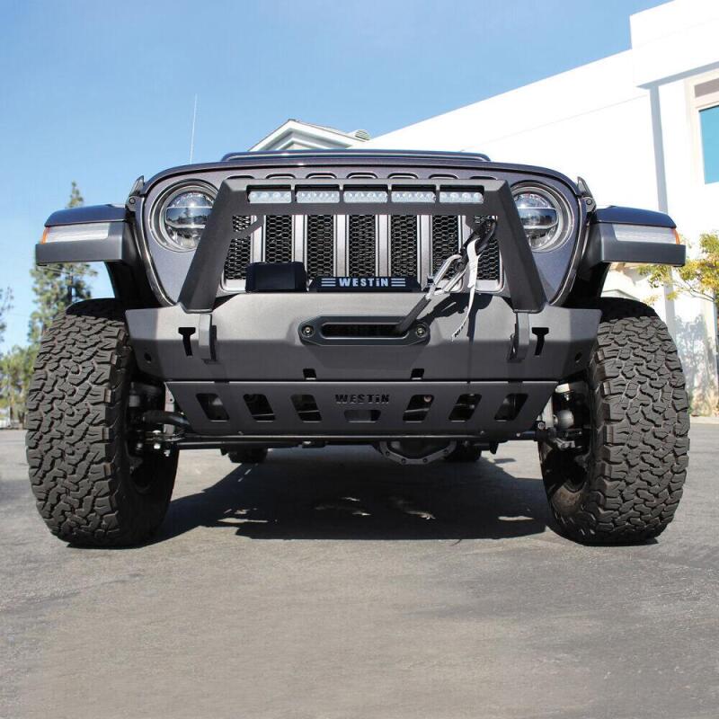 Westin 18-19 Jeep Wrangler JL Front Bumper Skid Plate - Textured Black Westin Skid Plates  AXOPROS