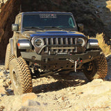 Westin 18-19 Jeep Wrangler JL WJ2 Full Width Front Bumper w/Bull Bar Textured Black Westin Bumpers - Steel  AXOPROS