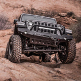 Westin 18-19 Jeep Wrangler JL WJ2 Full Width Front Bumper w/Bull Bar Textured Black Westin Bumpers - Steel  AXOPROS