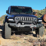 Westin 18-19 Jeep Wrangler JL WJ2 Full Width Front Bumper w/Bull Bar Textured Black Westin Bumpers - Steel  AXOPROS