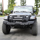 Westin 18-20 Jeep Wrangler WJ2 Full Width Front Bumper w/LED Light Bar Mount Textured Black Westin Bumpers - Steel  AXOPROS