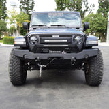 Westin 18-20 Jeep Wrangler WJ2 Full Width Front Bumper w/LED Light Bar Mount Textured Black Westin Bumpers - Steel  AXOPROS