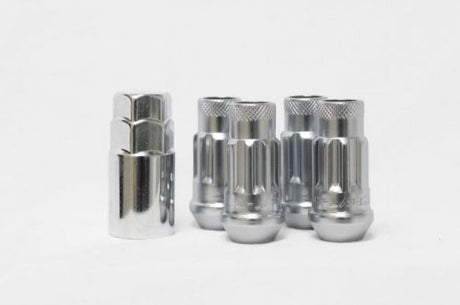 Wheel Mate 14x1.50 Monster Lug Satin Silver Locking Lug Nut  - Set of 4 Wheel Mate Lug Nuts  AXOPROS