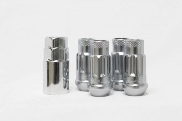 Wheel Mate 14x1.50 Monster Lug Satin Silver Locking Lug Nut  - Set of 4 Wheel Mate Lug Nuts  AXOPROS