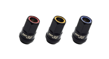Wheel Mate Muteki HR38 Open End Lug Nuts 12x1.25 Black Chrome / Yellow Ring Wheel Mate Lug Nuts  AXOPROS