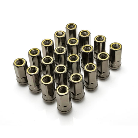 Wheel Mate Muteki HR50 Open End Lug Nuts - Titanium Chrome w/ Yellow Ring 14x1.50 Wheel Mate Lug Nuts  AXOPROS