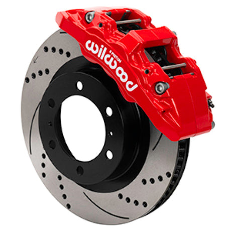 Wilwood 15-21 Toyota Tacoma Aero6-DM SRP Front Brake Kit 13.31 Rotor - Red w/Lines Wilwood Big Brake Kits  AXOPROS