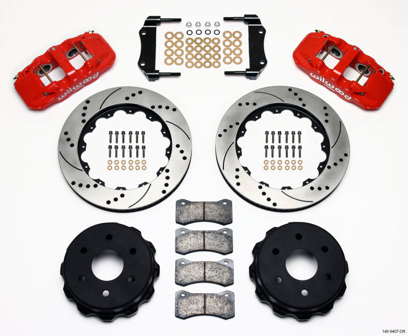 Wilwood AERO4 RearTruck Kit 14.25in Drill Red 1999-2010 GM 1500-SUV 1 Piston OE Caliper Wilwood Big Brake Kits  AXOPROS