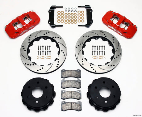 Wilwood AERO4 RearTruck Kit 14.25in Drill Red 1999-2010 GM 1500-SUV 1 Piston OE Caliper Wilwood Big Brake Kits  AXOPROS