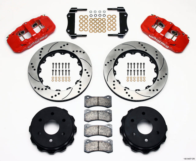 Wilwood AERO4 RearTruck Kit 14.25in Drill Red 1999-2010 GM 1500-SUV 1 Piston OE Caliper Wilwood Big Brake Kits  AXOPROS
