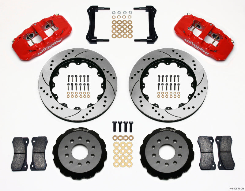 Wilwood AERO6 Front Hat Kit 14.00 Drilled Red 2005-2014 Mustang Wilwood Big Brake Kits  AXOPROS