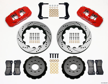 Wilwood AERO6 Front Hat Kit 14.00 Drilled Red 2005-2014 Mustang Wilwood Big Brake Kits  AXOPROS