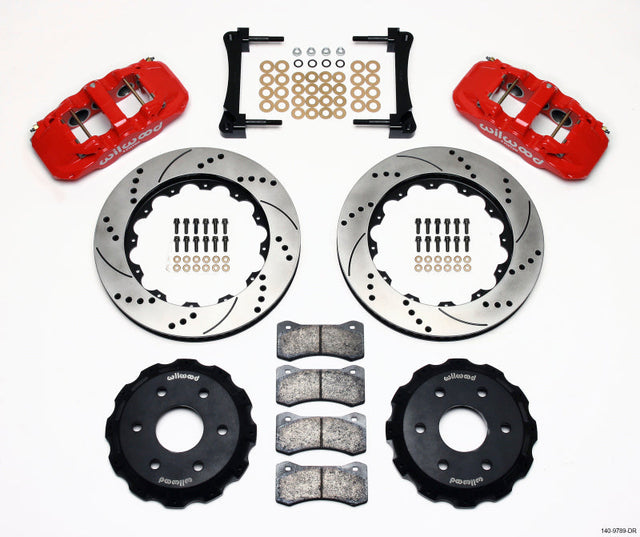 Wilwood AERO6 Front Truck Kit 14.25in Drill Red 1999-2014 GM Truck/SUV 1500 Wilwood Big Brake Kits  AXOPROS