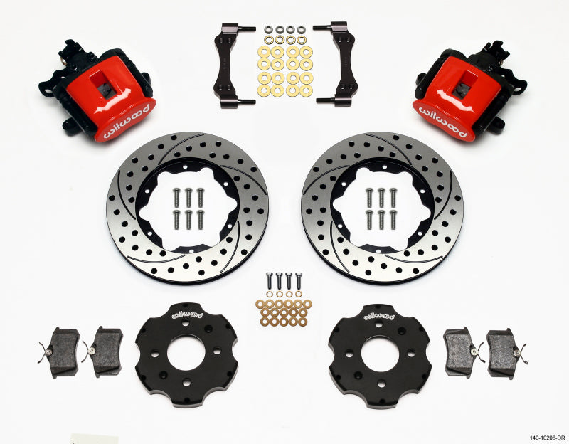 Wilwood Combination Parking Brake Rear Kit 11.00in Drilled Red Civic / Integra Disc 2.39 Hub Offset Wilwood Brake Calipers - Perf  AXOPROS