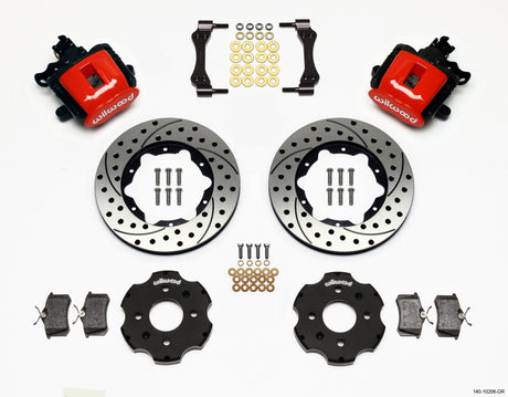 Wilwood Combination Parking Brake Rear Kit 11.00in Drilled Red Civic / Integra Disc 2.39 Hub Offset Wilwood Brake Calipers - Perf  AXOPROS