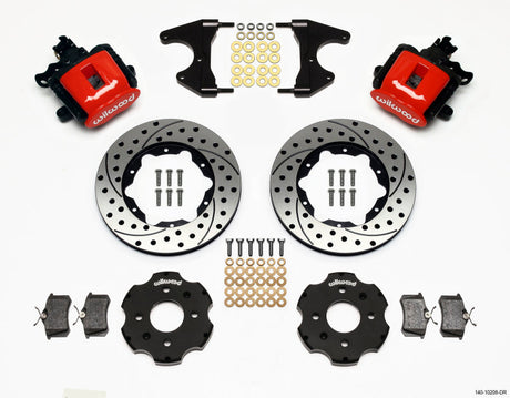 Wilwood Combination Parking Brake Rear Kit 11.00in Drilled Red Civic / Integra Drum 2.46 Hub Offset Wilwood Brake Calipers - Perf  AXOPROS
