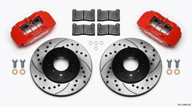 Wilwood DPHA Front Caliper & Rotor Kit Drill Red Honda / Acura w/ 262mm OE Rotor Wilwood Big Brake Kits  AXOPROS