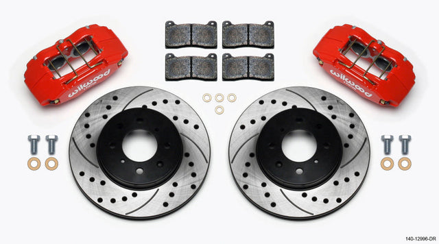 Wilwood DPHA Front Caliper & Rotor Kit Drill Red Honda / Acura w/ 262mm OE Rotor Wilwood Big Brake Kits  AXOPROS