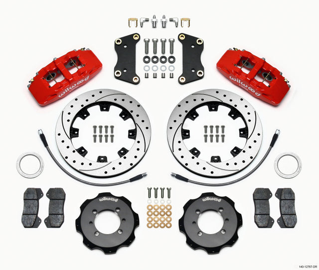 Wilwood Dynapro 6 Front Hat Kit 12.19in Drilled Red 2012 Fiat 500 w/ Lines Wilwood Big Brake Kits  AXOPROS