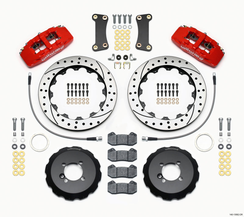 Wilwood Dynapro 6 Front Hat Kit 12.88in Drilled Red 2002-Up Mini Cooper w/ Lines Wilwood Big Brake Kits  AXOPROS