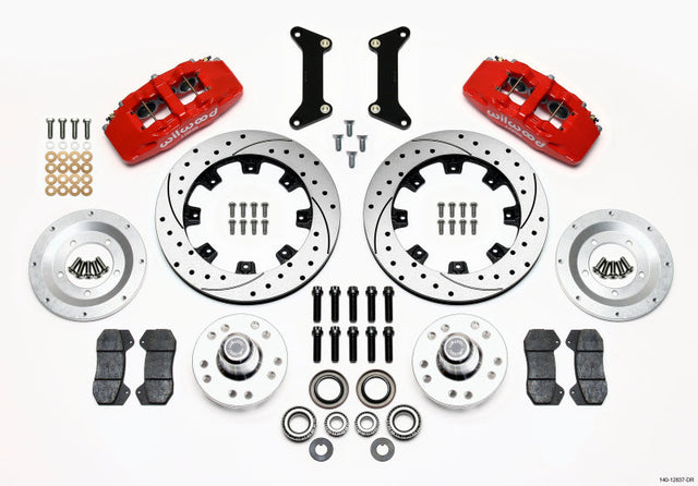 Wilwood Dynapro 6 Front Hub Kit 12.19in Drilled Red 79-87 GM G Body Wilwood Big Brake Kits  AXOPROS
