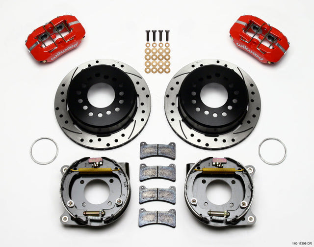 Wilwood Dynapro Low-Profile 11.00in P-Brake Kit Drill-Red Chevy 12 Bolt 2.75in Off w/ C-Clips Wilwood Big Brake Kits  AXOPROS