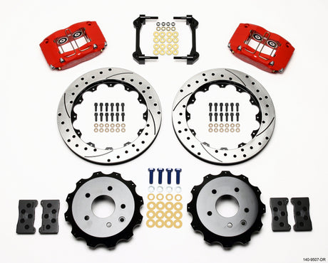 Wilwood Dynapro Radial Rear Kit 13.00in Drilled Red Nissan 350Z/Fiti G35 Wilwood Big Brake Kits  AXOPROS