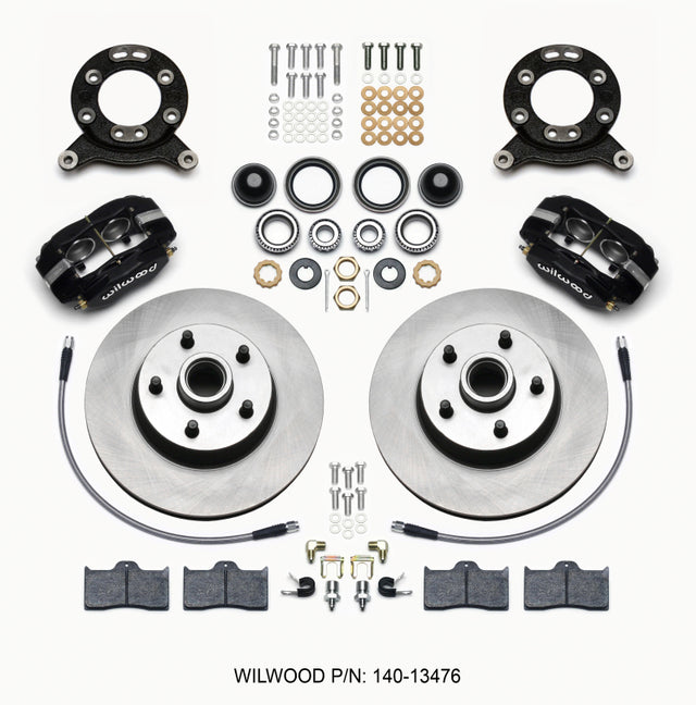 Wilwood Forged Dynalite-M Front Kit 11.30in 1 PC Rotor&Hub 1965-1969 Mustang Disc & Drum Spindle Wilwood Big Brake Kits  AXOPROS